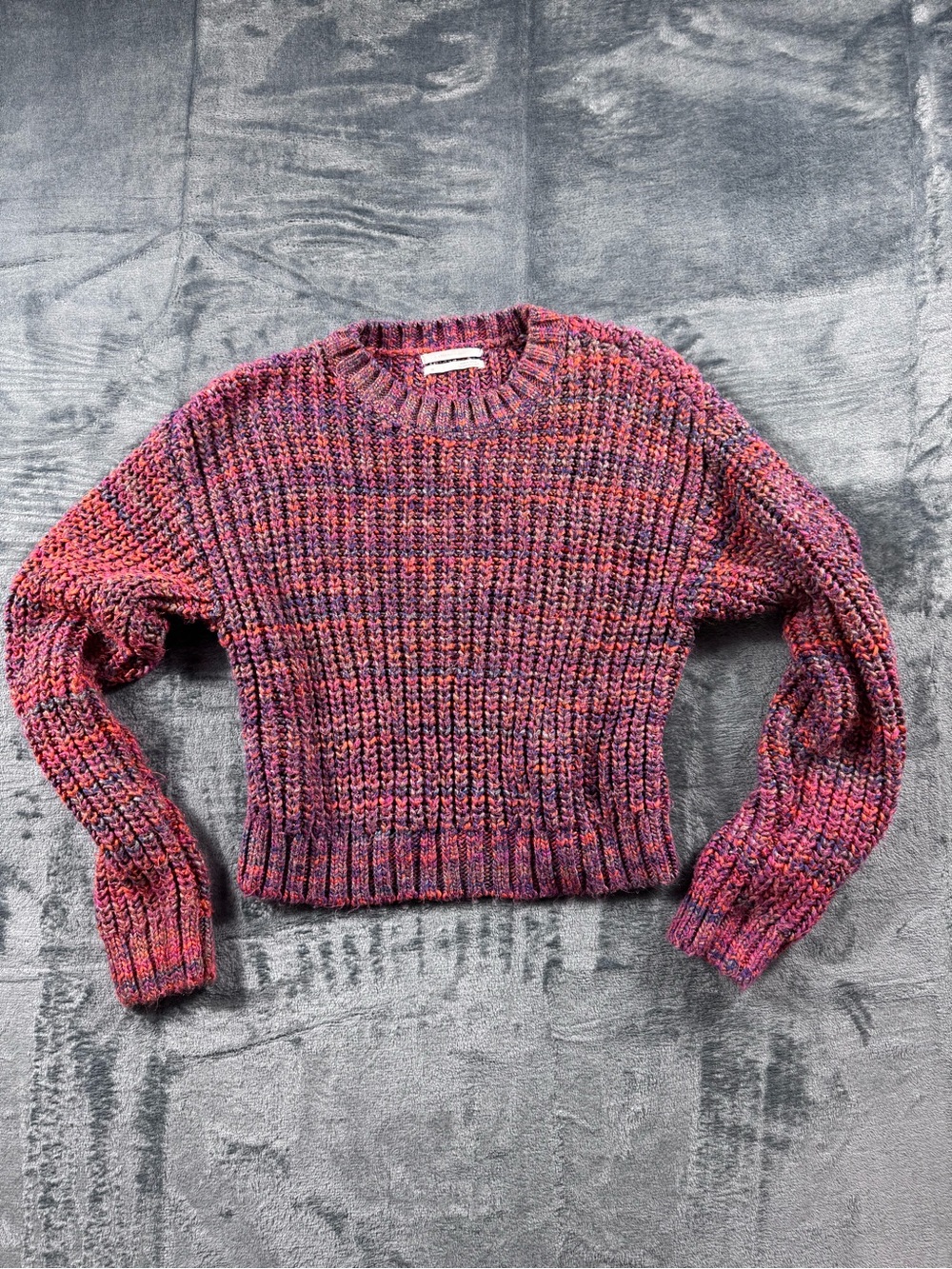 Anthropologie Multicolor Knit Crop Crewneck Sweater Size XS